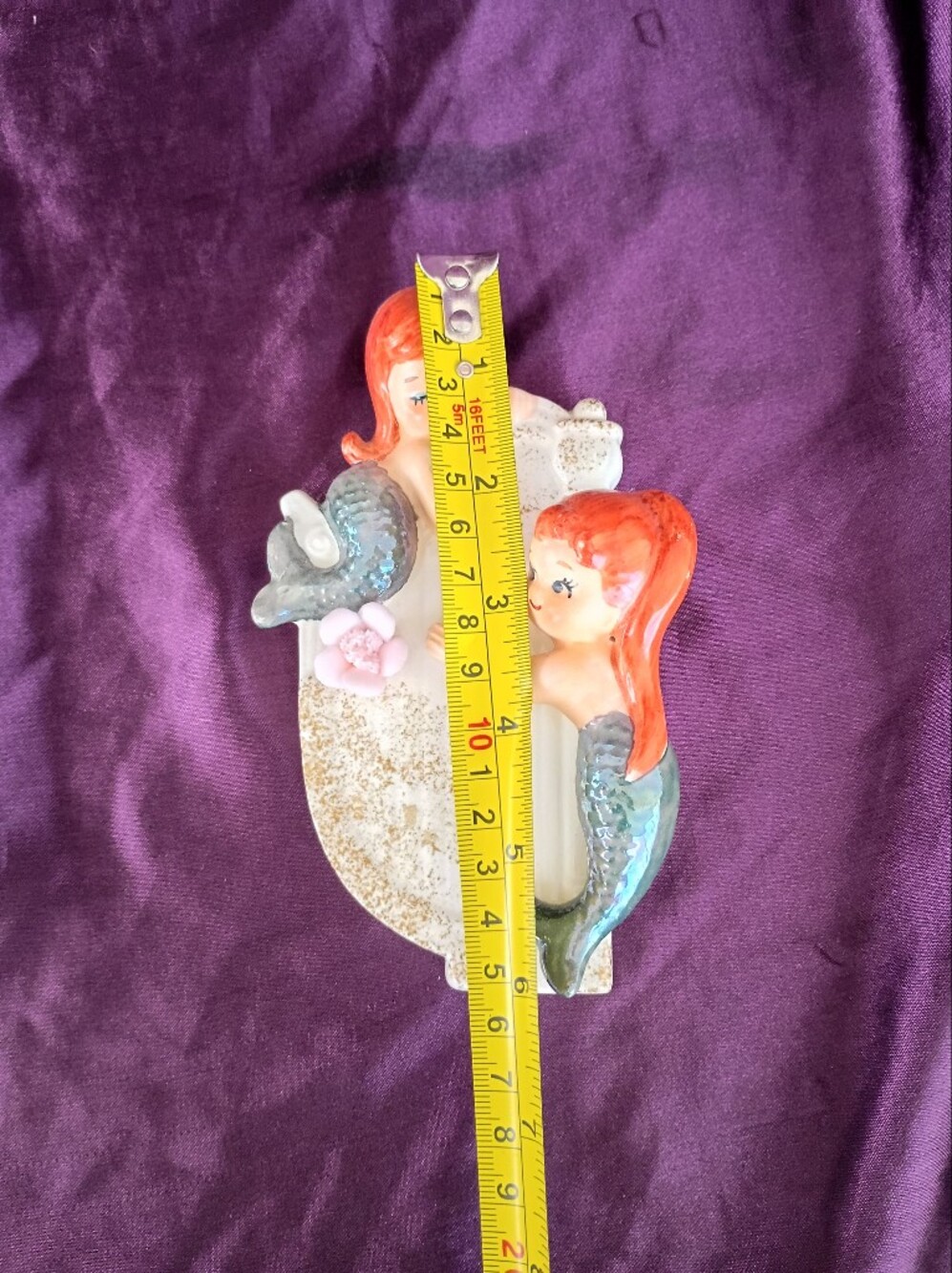 Vintage Ceramic Twin Mermaid Wall Plaque - Orange Hair, Aqua Tails - Picture 9 of 9